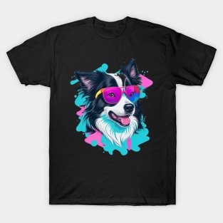 Cool Border Collie with Sunglasses T-Shirt